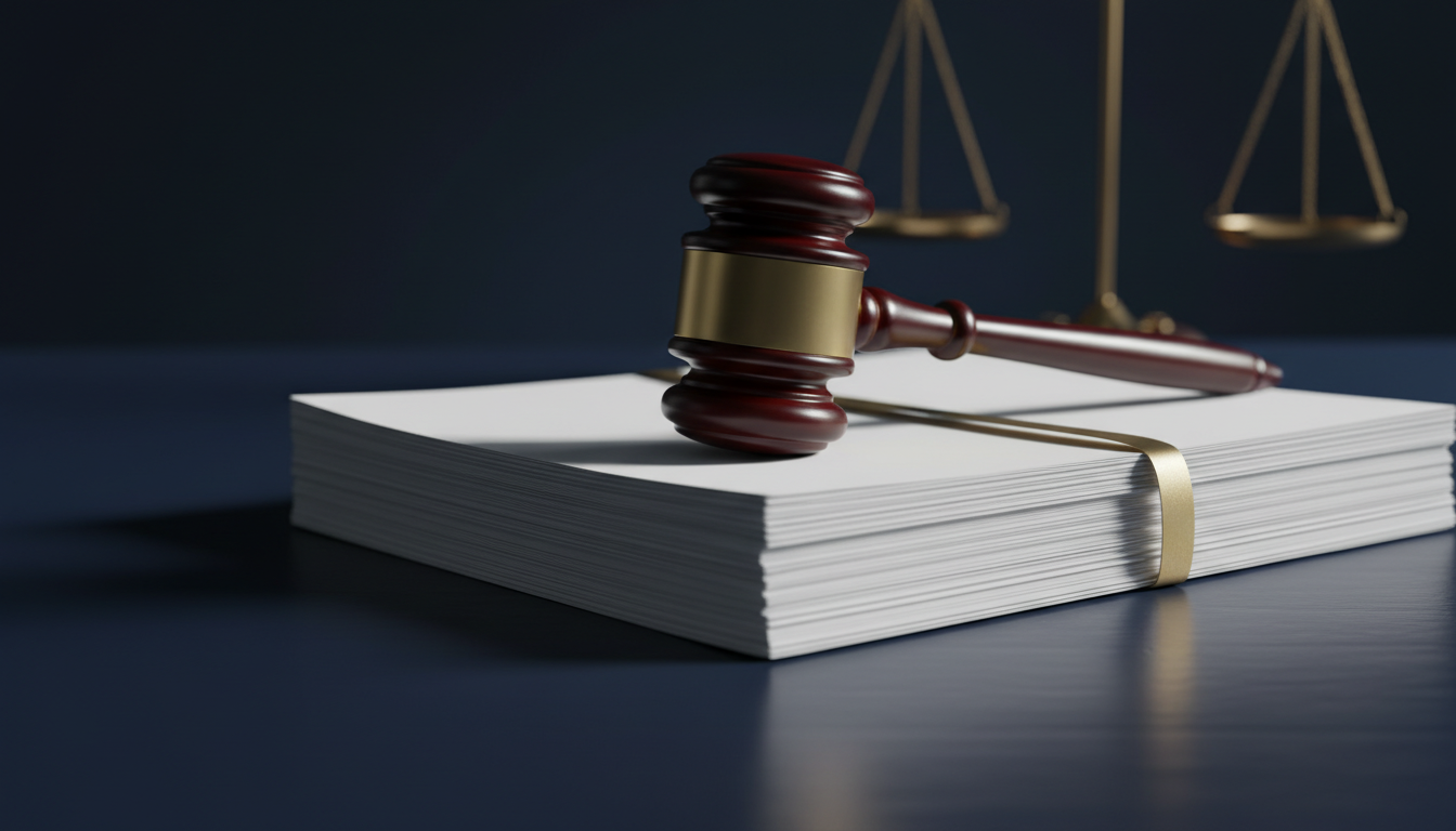 Legal documents and gavel